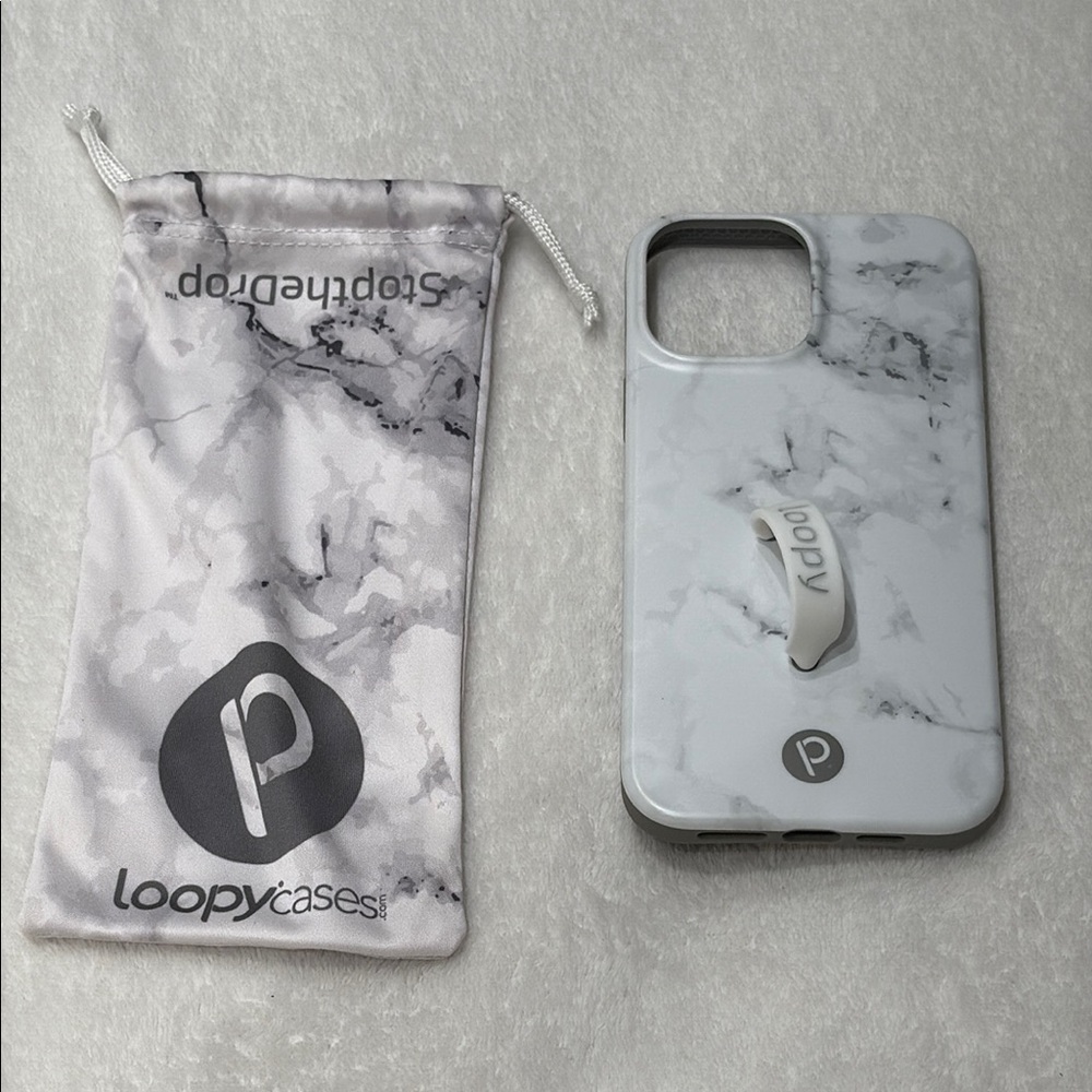 iPhone 13 Pro Max 6.7” White Marble Loopy Case